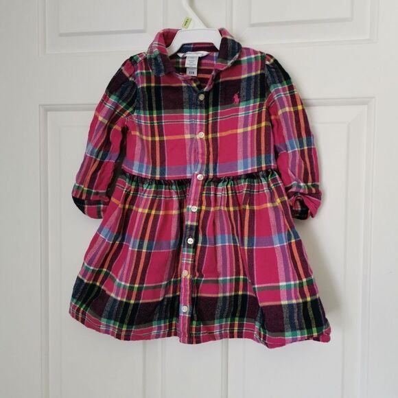 Ralph Lauren girls plaid dress size 12 m - Picture 1 of 4